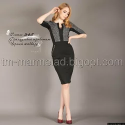 Платье женское 348 Французский трикотаж, черный жаккард