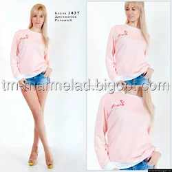 Блуза женская/свитшот 1437 Двухнитка розовый